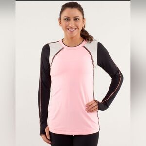 LULULEMON LAYER MEBLONG SLEEVE,SIZE 10,BLEACHED CORAL,DUNE,BLACK